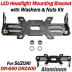Aluminum LED Headlight Mounting Bracket & Lock Nuts Kit for Suzuki DR650, DRZ400 (1996–2023)