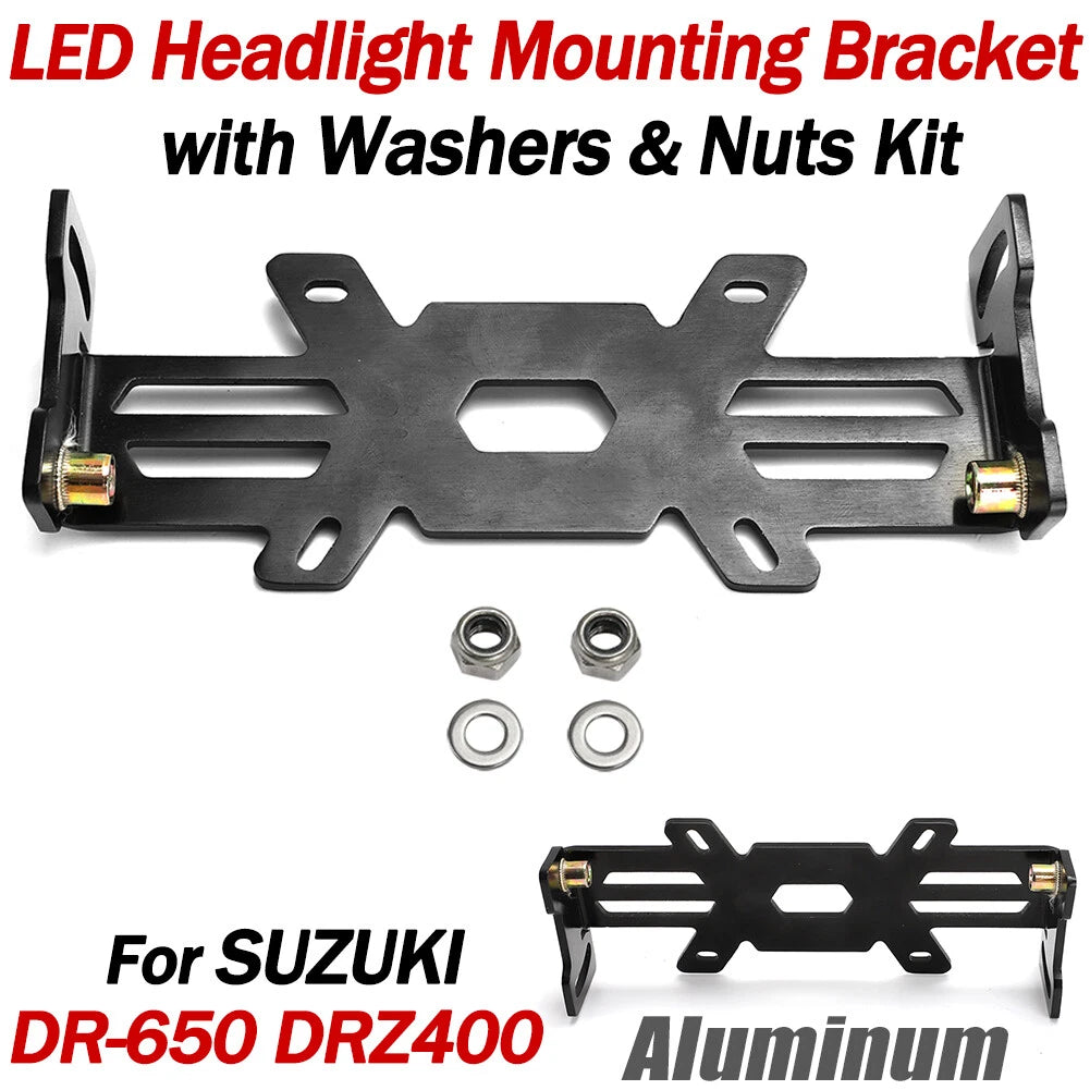 Aluminum LED Headlight Mounting Bracket & Lock Nuts Kit for Suzuki DR650, DRZ400 (1996–2023)
