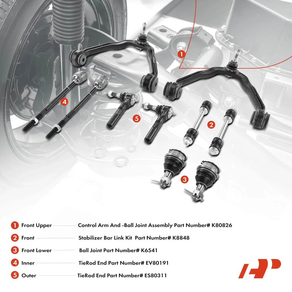 10x Front Control Arm Sway Bar Tie Rod for Chevrolet Express (2003–2023)