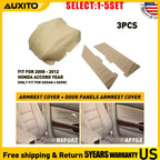 Beige Front Door Panel Covers & Center Console Lid for Honda Accord (2008–2012)