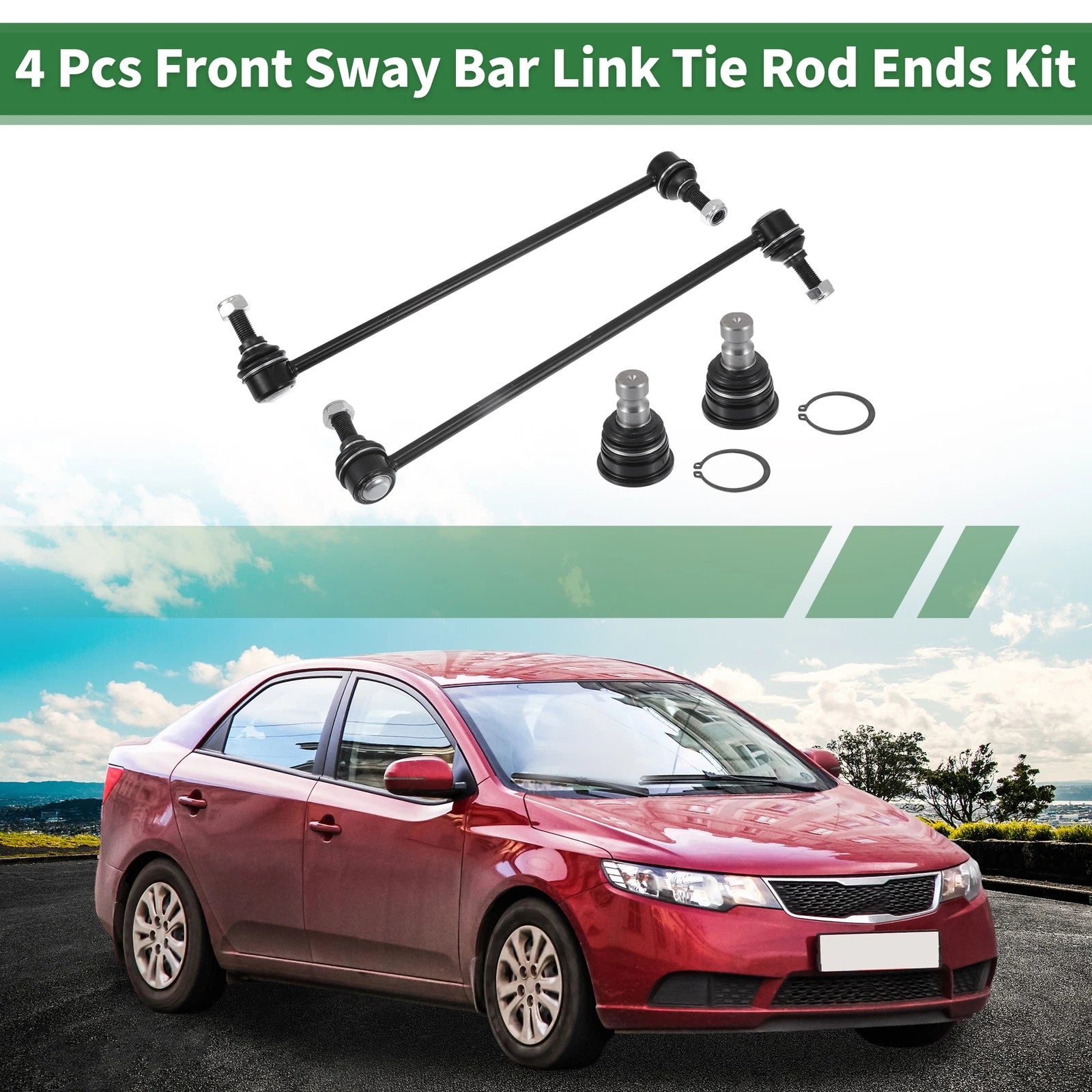 4X Front Suspension Kit Sway Bar Link Lower Ball Joint for Kia Sorento (2011–2013)