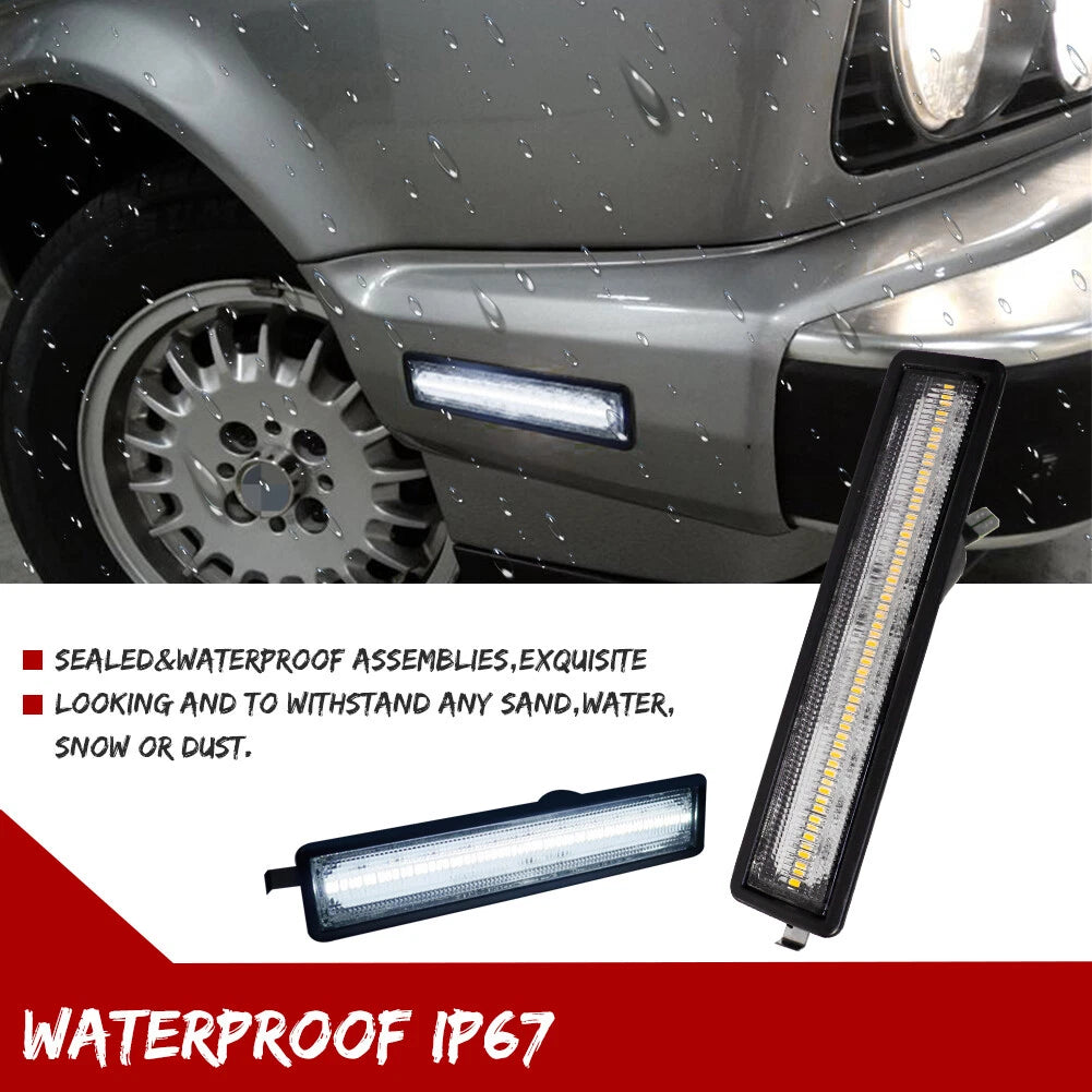 Clear White LED Side Marker Lights for BMW E30 3 Series, E34 5 Series