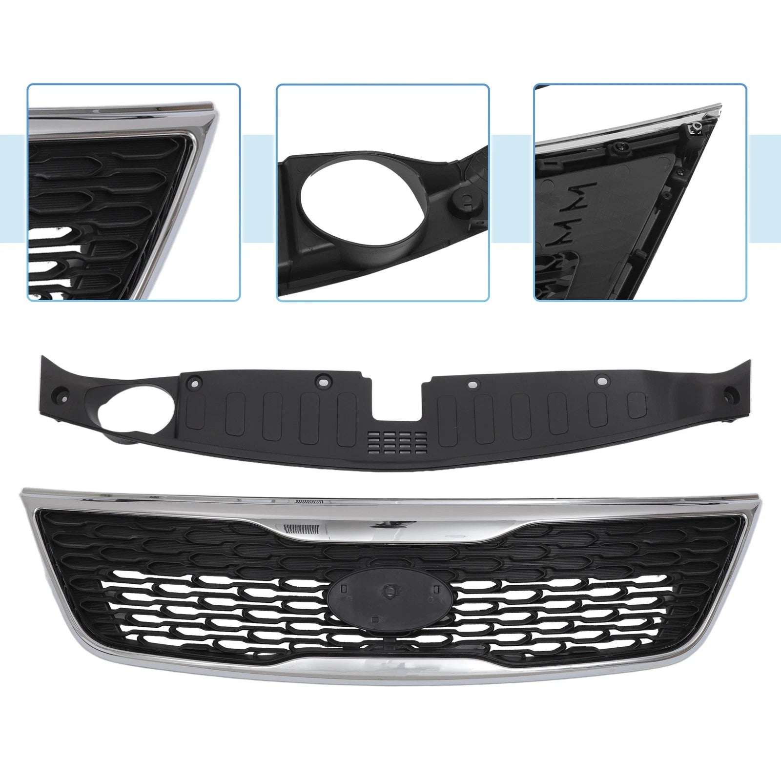 Front Upper Hood Bumper Grille for Kia Sorento (2013) No.863502P500 Black
