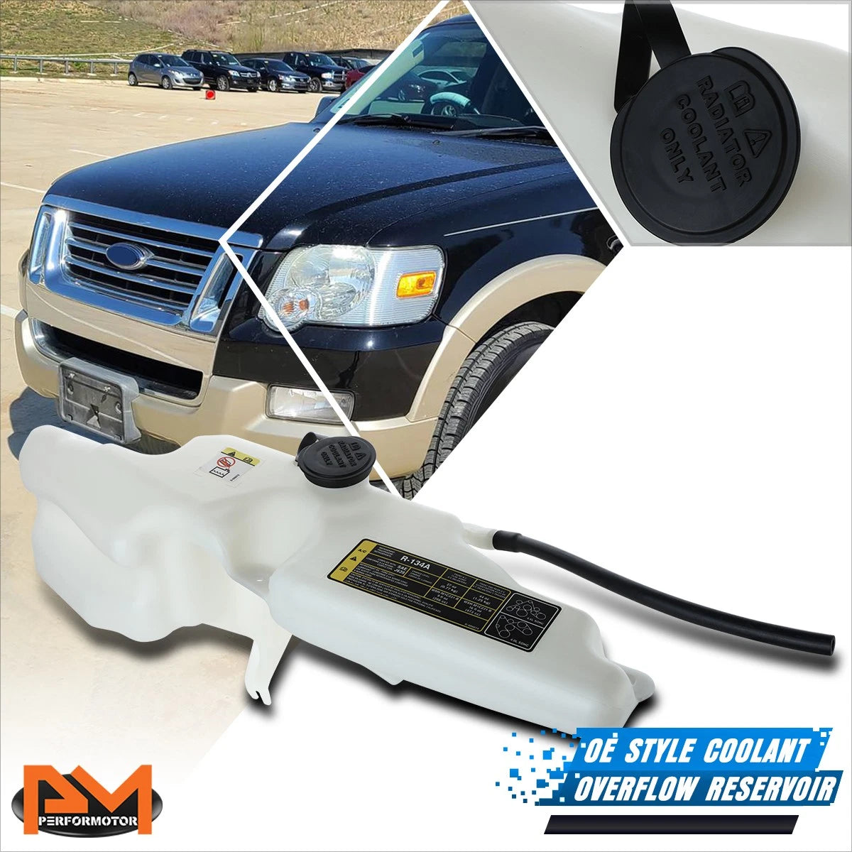 Coolant Reservoir Overflow Tank Bottle w/Cap+Hose for Explorer/Mountaineer (2006–2010)