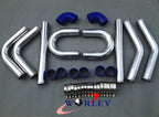 3" Universal Aluminum Intercooler Turbo Pipe Piping Kit Blue Hose