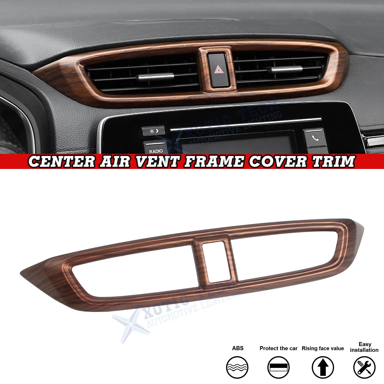 Peach Wood Grain Front Center AC Vent Outlet Decor for Honda CR-V (2017–2022)