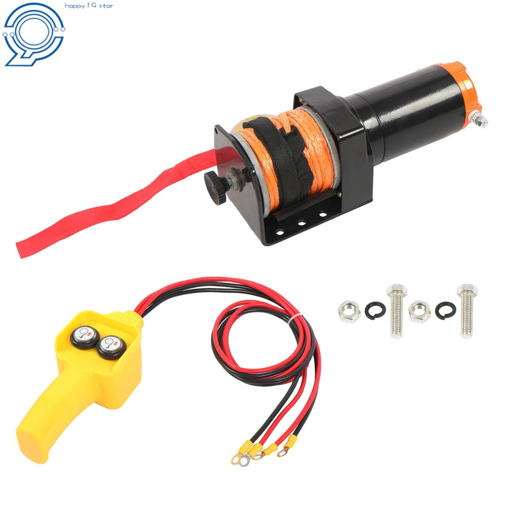 Electric Winch Motor with Synthetic Rope for Trailer Boat (12VDC, 2000lbs)