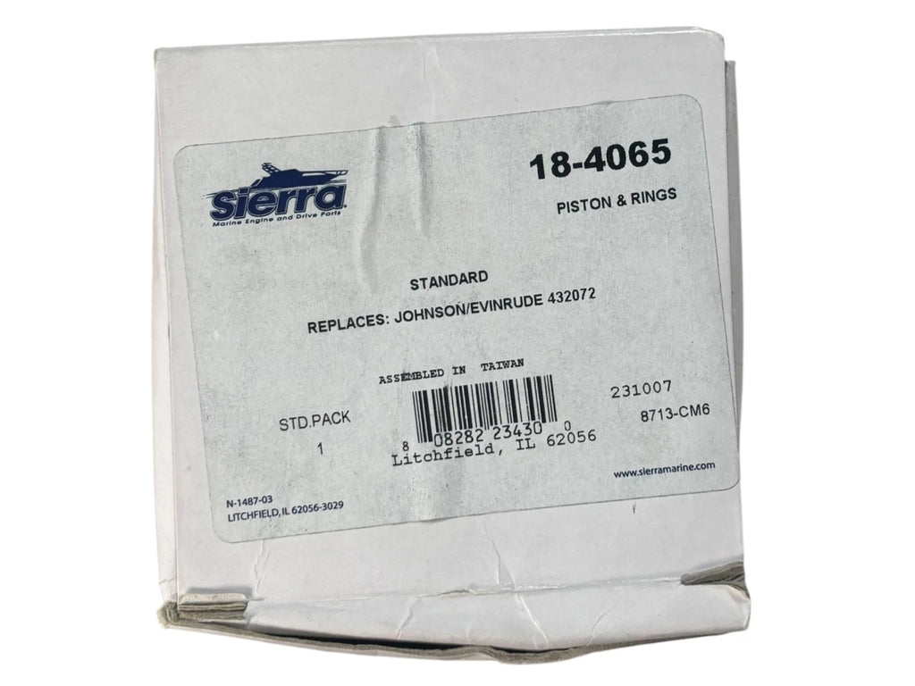 Piston Kit for Sierra 18-4065, Replaces Johnson/Evinrude 432072 (MISSING 2 Clips)