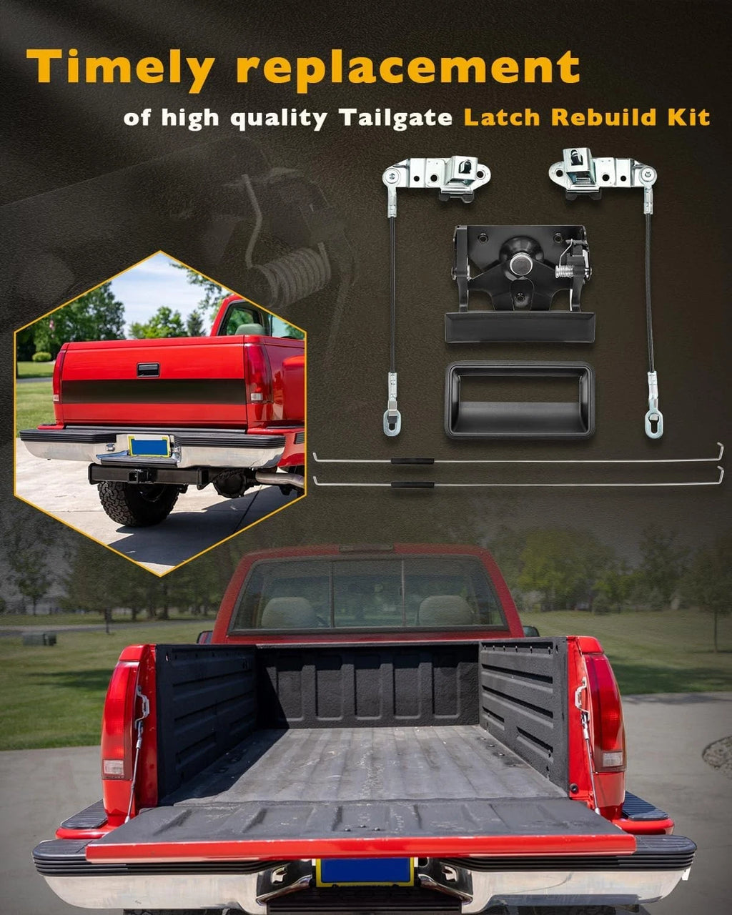 Tailgate Handle Latch Bezel Rebuild Kit for GMC C/K 1500 2500 3500 (1988–2002)