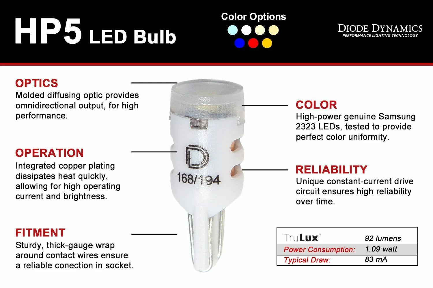 LED Bulbs Warm White 3000K Replacement for Pair Diode Dynamics 194 (2000–2000)