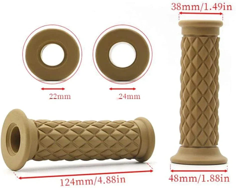 22mm Rubber Hand Grips for Cafe Racer Motorcycle Bikes