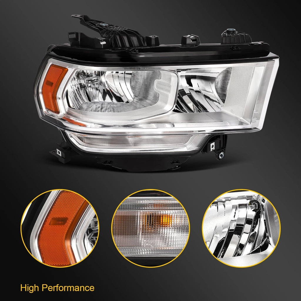 Passenger Side Headlight with Bulb for Ram 2500 3500 (2019–2024)