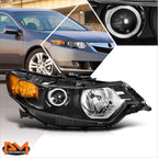 Right Side Projector HID Headlight Lamp Black for Acura TSX (2009–2014)