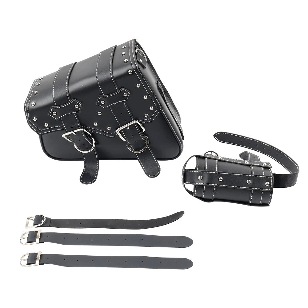 1PC Universal Motorcycle Saddle Bag Luggage Tool Bag Left Side #27C Black
