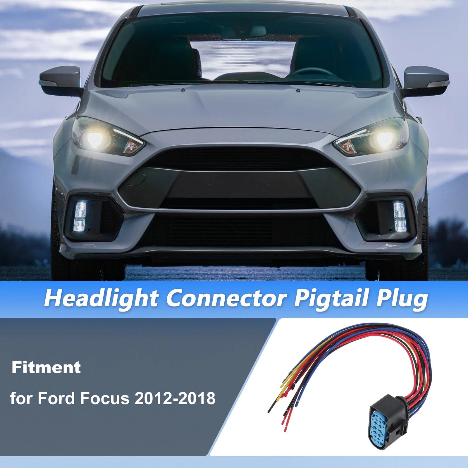 14-Pin Headlight Connector Pigtail Plug for Ford Focus (2012–2018) No.1719105-2