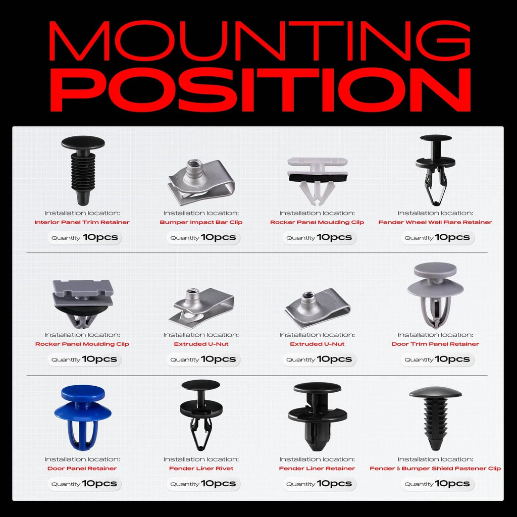 Set of 270 Rocker Panel Moulding Clip Fasteners for Chevy