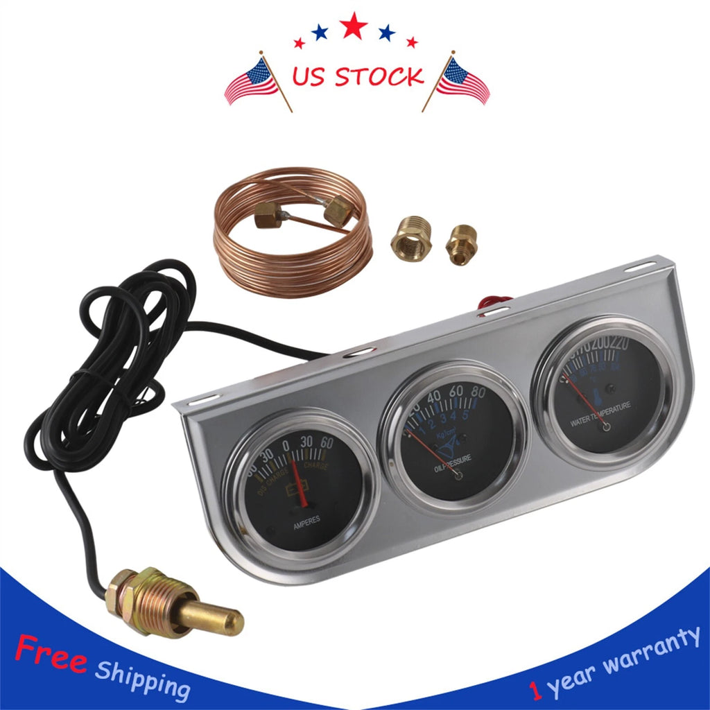 Set of 3 Chrome Gauges for Universal Vehicles (52mm)
