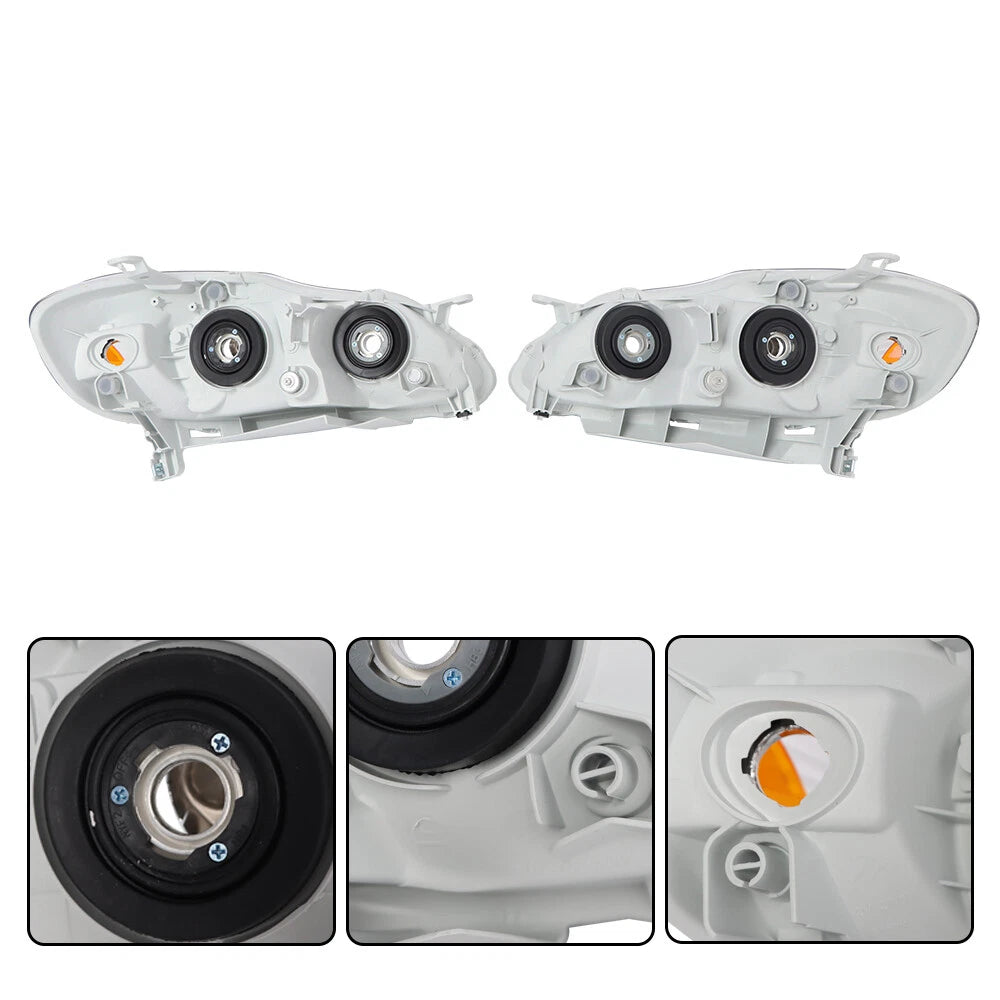 Set of 2 Halogen Headlight Assemblies for Toyota Corolla (2003â2008) Chrome