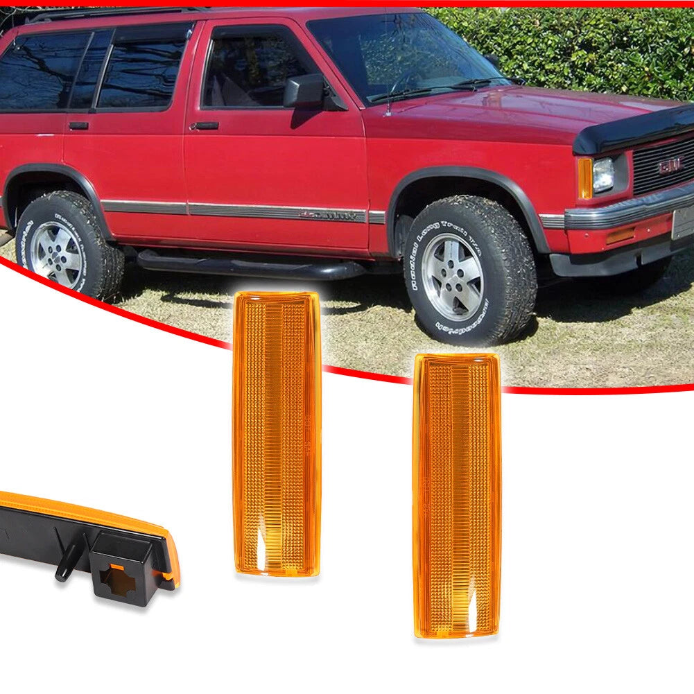 2X Amber Lens Side Corner Marker Lights for Chevy S10 GMC Jimmy S15