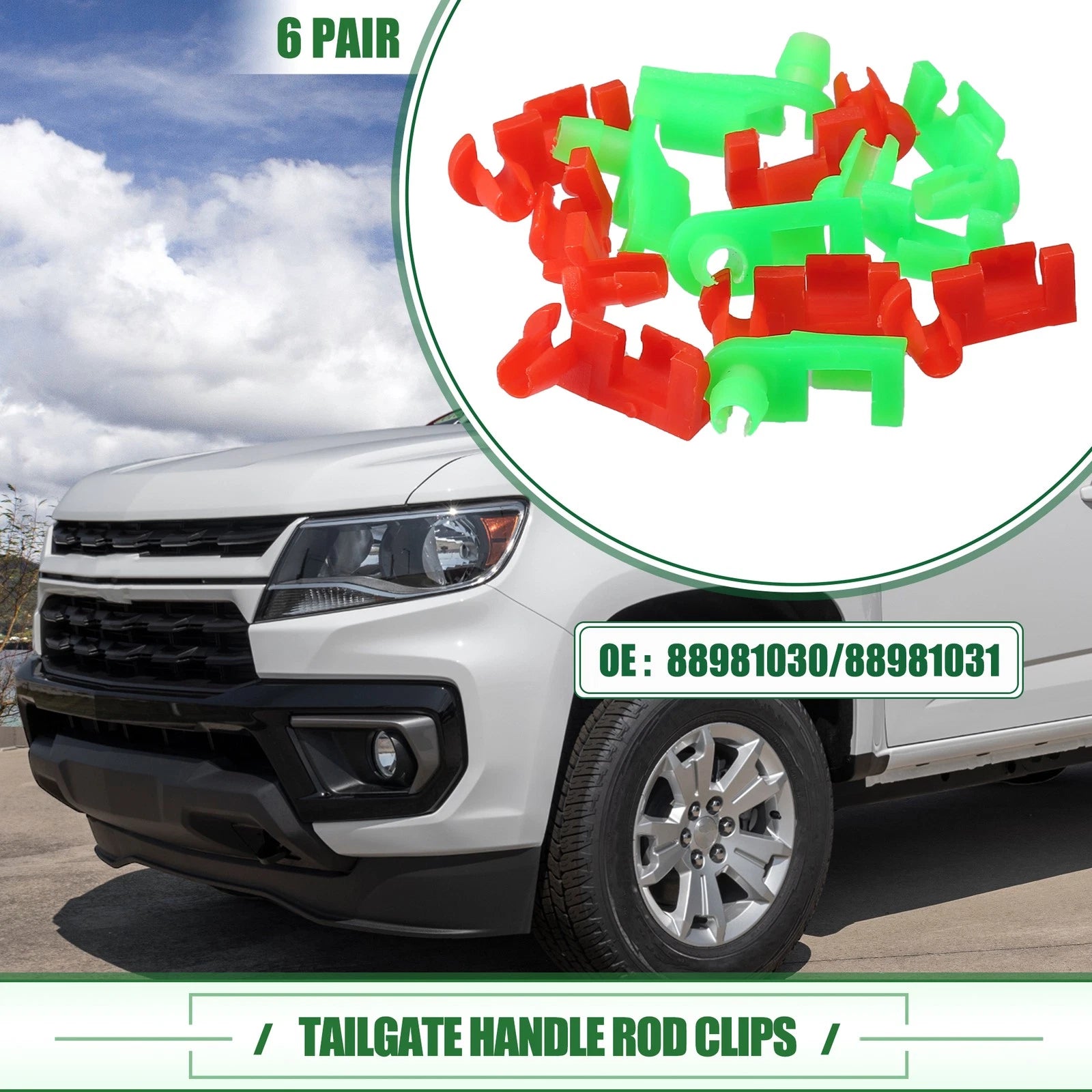 Set of 6 Tailgate Handle Rod Clips for Chevrolet Silverado (1999–2009) No.88981030