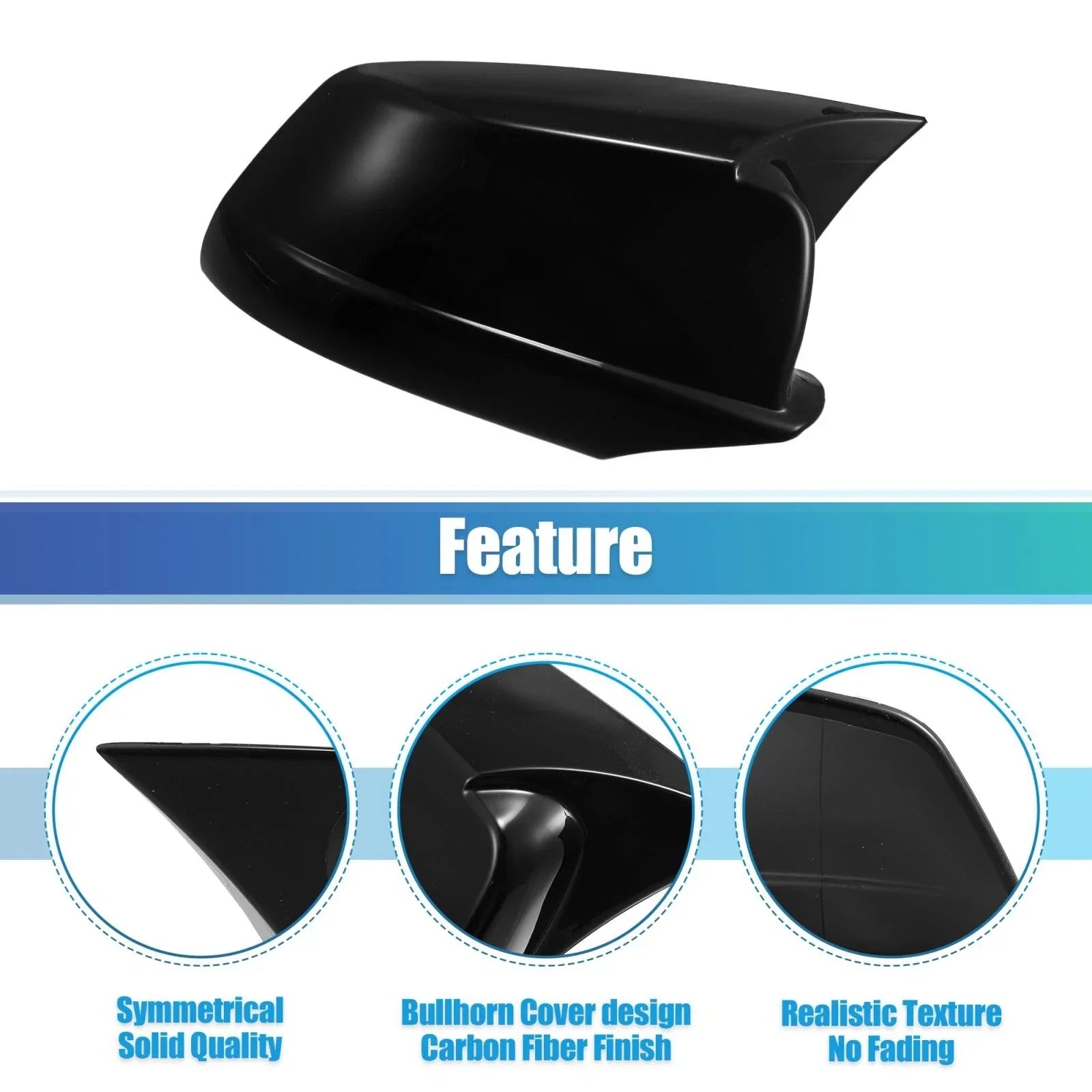 Door Wing Rearview Side Mirror Cover Cap Black for BMW 535i GT (2011-2013)