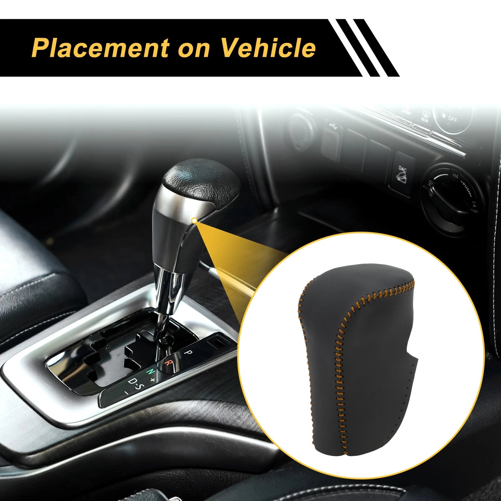 Gear Shift Knob Cover for Honda Accord (2008–2012) Black Brown Faux Leather