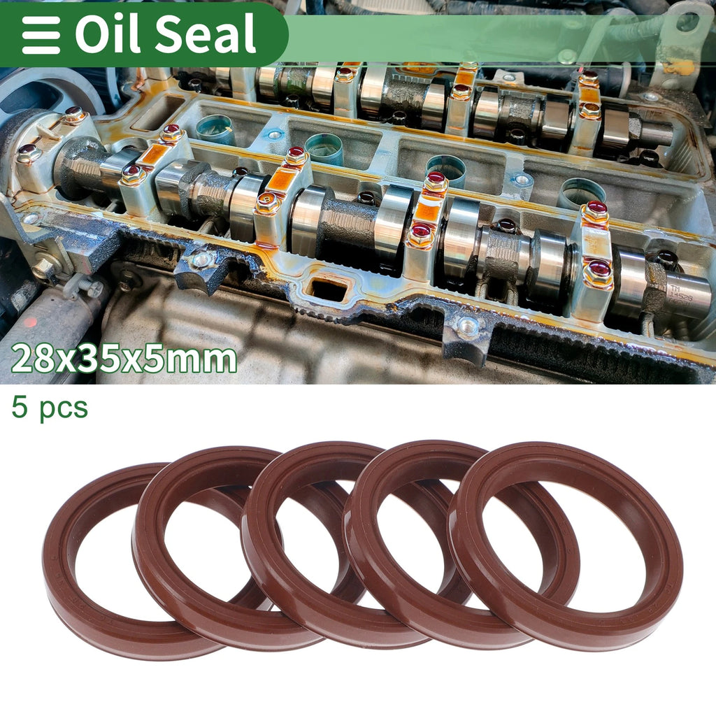 Set of 5 Oil Seal Rotary Shaft Seal FKM Rubber 28x35x5mm