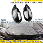 Carbon Fiber Style Side Wing Mirror Caps Covers for Audi A6/S6 C7 (2012–2018)