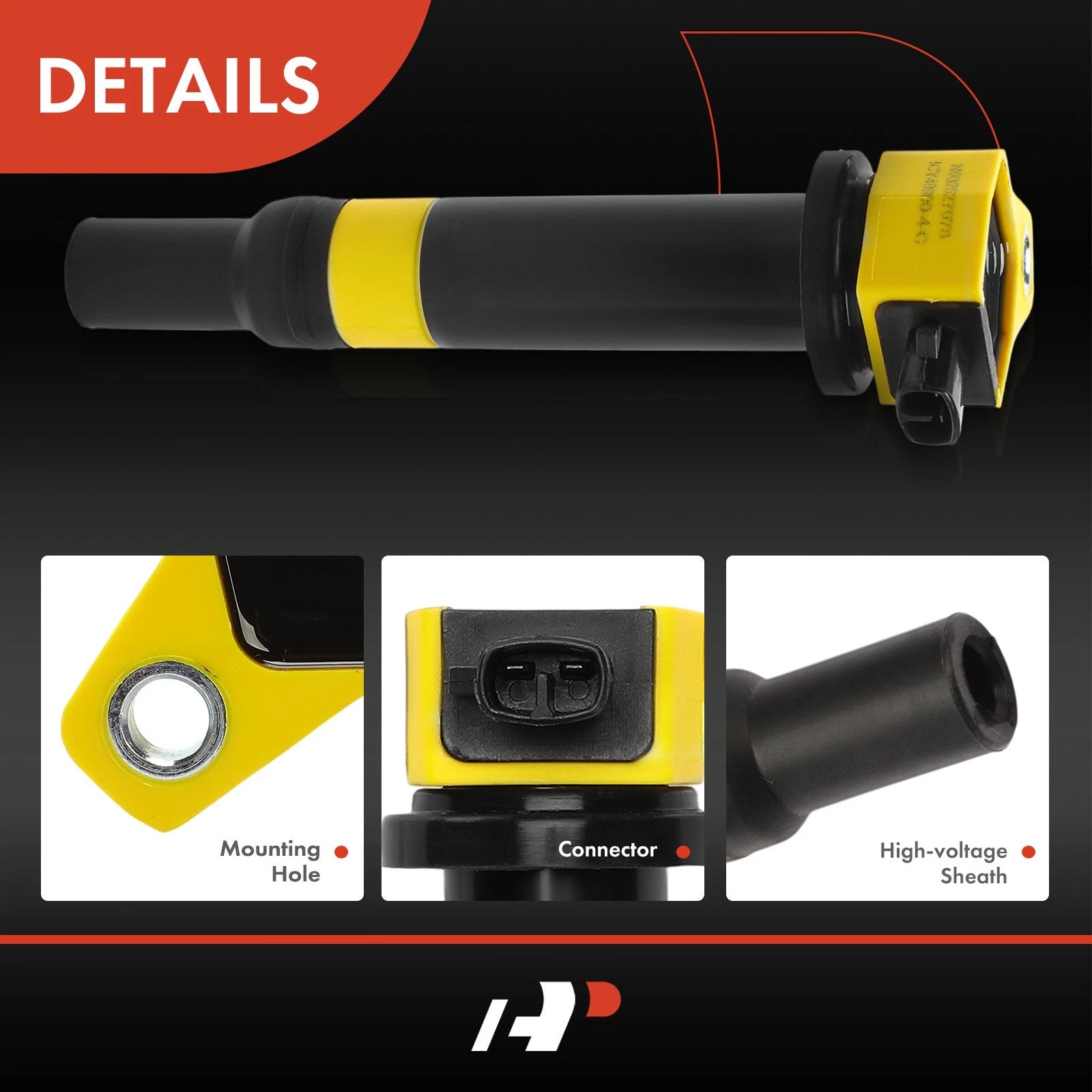 Set of 4 Yellow Ignition Coils for Hyundai Accent Kia Rio (2006–2011)