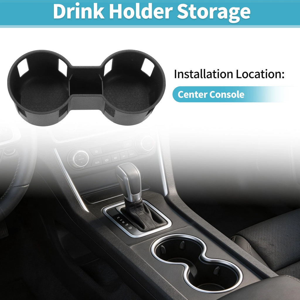 Center Console Cup Holder Organizer for Ford Ranger (2024–2025) Silicone Black 1pc