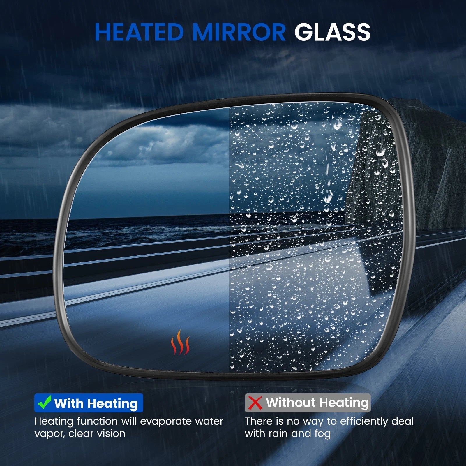 Heated Power Left LH Driver Side Mirror Glass for Lexus RX330 RX350 (2004–2009)