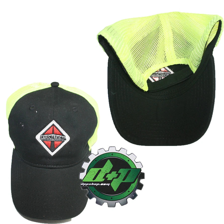 Black and Yellow Mesh Hat for International Truck (Diesel Gear)