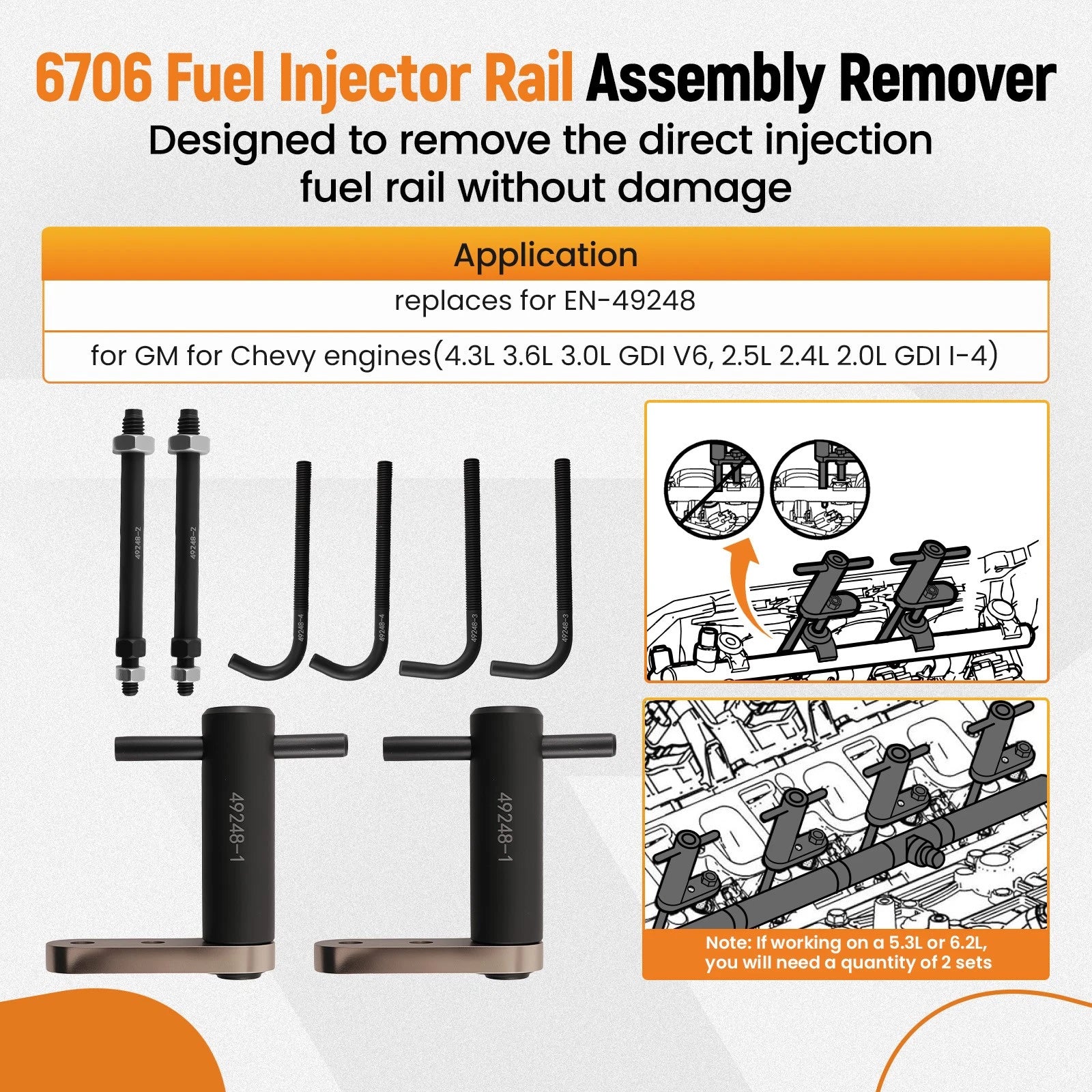 Fuel Injector Rail Remover Tool for Cadillac Chevy GMC