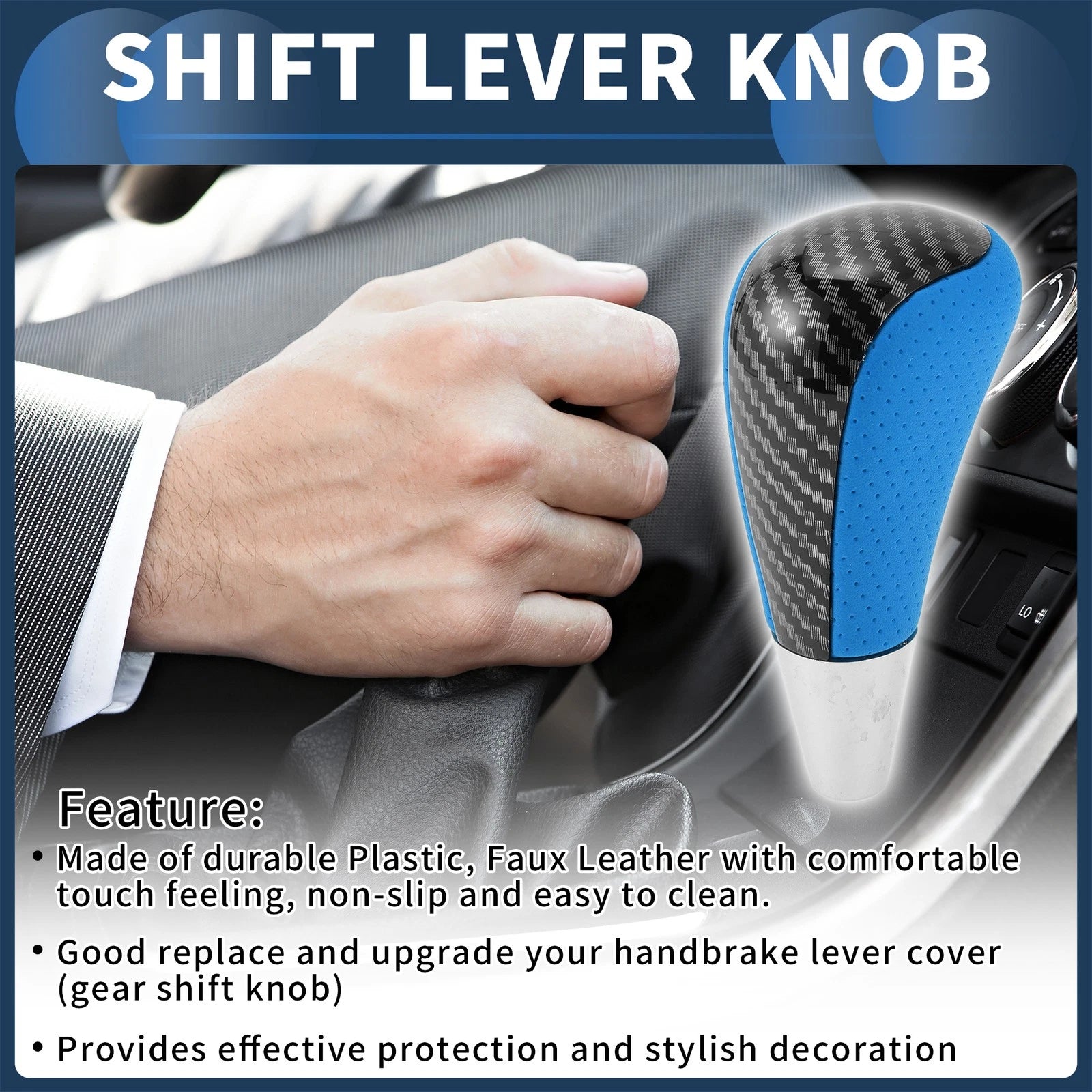 Automatic Gear Shift Knob for Toyota 4Runner (2003–2021) Faux Leather Black Blue