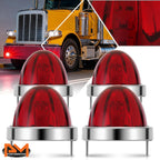 Set of 4 Red/Chrome LED Side Marker Turn Signal Lamps for Truck Trailer