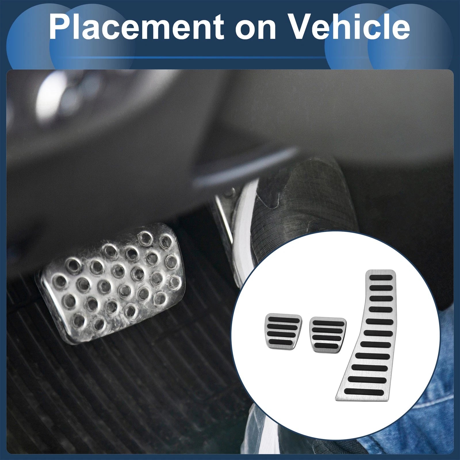3 Pcs Manual Foot Accelerator Pedal Covers for Honda Civic (2006–2009) Silver Tone
