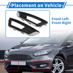 Fog Light Grill No.F1EZ15266D for Ford Focus Sedan (2015–2018) Black Chrome Pair