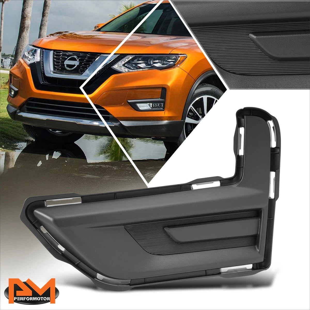Fog Light Cover for Nissan Rogue (2017–2020) - Left, Black