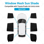 6x Foldable Window Mesh Sun Shade for Toyota Prado 120 (2003–2009)