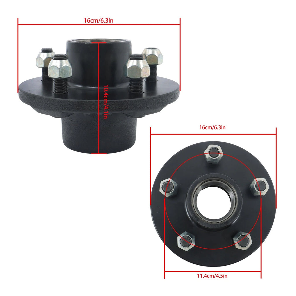 Set of 2 5-Lug 4.5" Trailer Wheel Hub Kits for 3