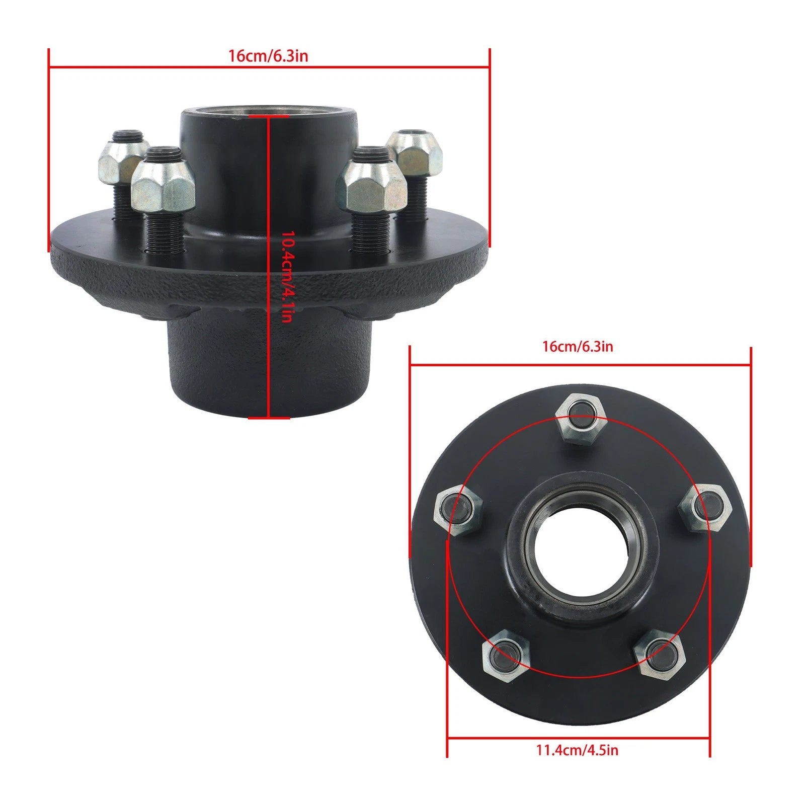 Set of 2 5-Lug 4.5" Trailer Wheel Hub Kits for 3