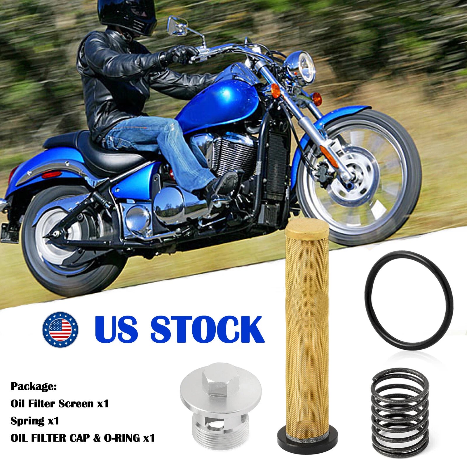 Oil Filter Screen Cap Spring for Kawasaki Vulcan 800 VN800 (1996–2006) 16097-1058