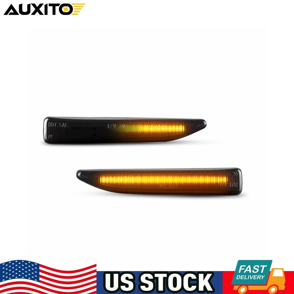 Set of 2 Smoked LED Side Marker Light Housing for BMW E65 E66 7-Series (2002–2008)