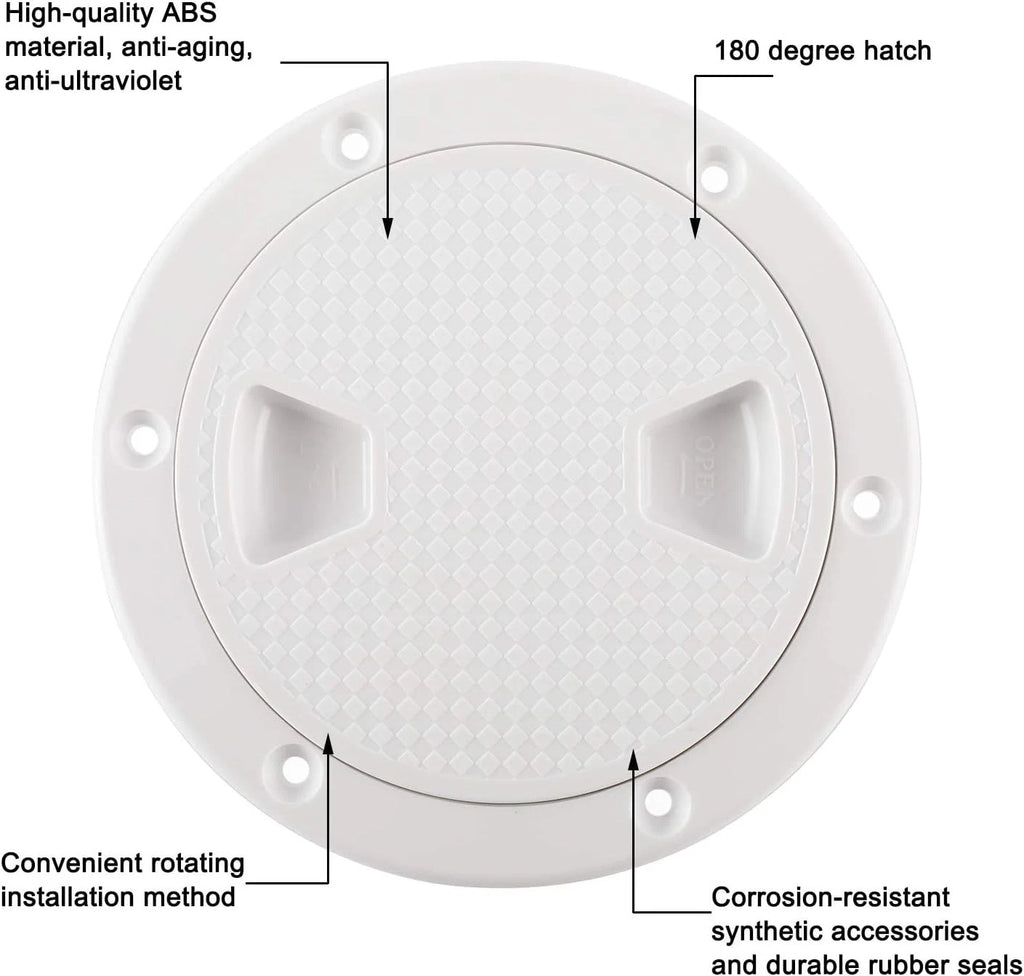 2X 4 Inch White ABS Marine Round Access Hatch Cover Non-Slip Deck Hatch