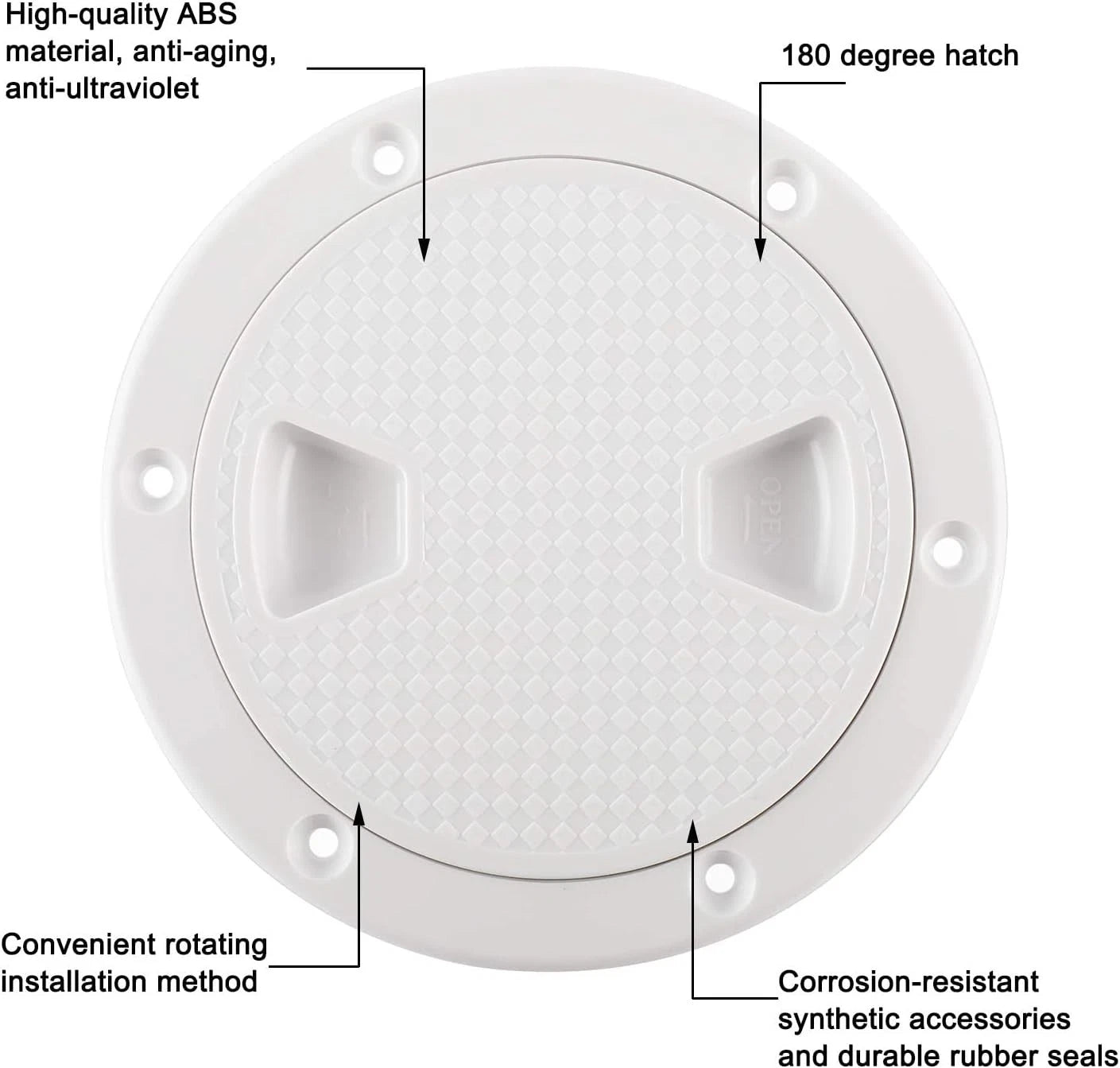 2X 4 Inch White ABS Marine Round Access Hatch Cover Non-Slip Deck Hatch
