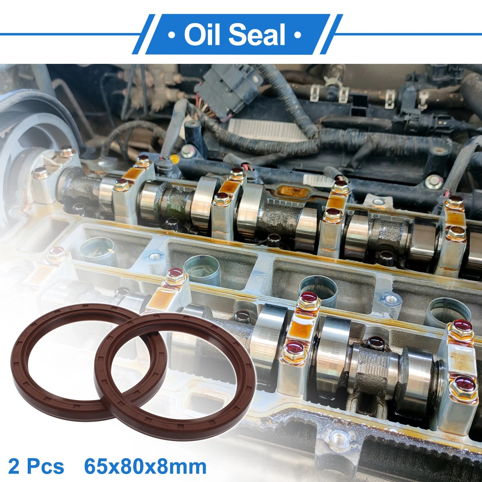 Set of 2 Oil Seal Rotary Shaft Seal FKM Rubber 65x80x8mm
