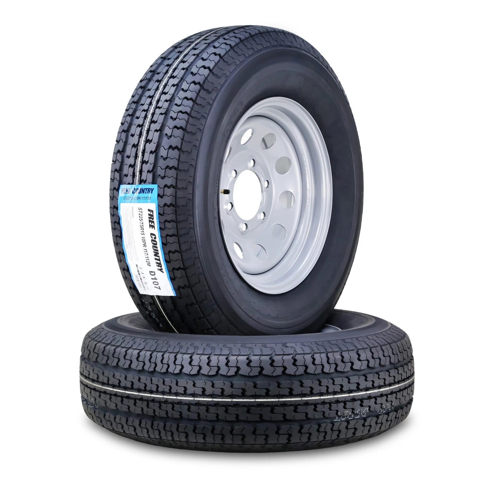 2 Free Country Trailer Tire Rim ST225/75R15 10-Ply E 6 Lug for Trailer