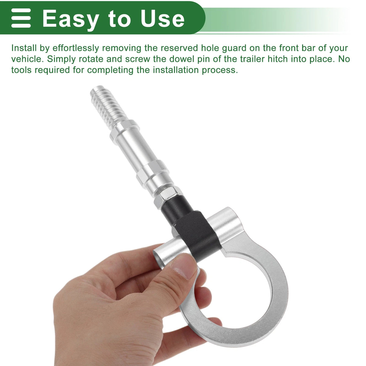Tow Hook for Volkswagen MK7 (2014–2022) 11mm Aluminum Alloy 122mm Silver Tone