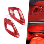 2PCS Red Carbon Fiber Interior Door Handle Cover for Dodge Challenger (2015–Up)