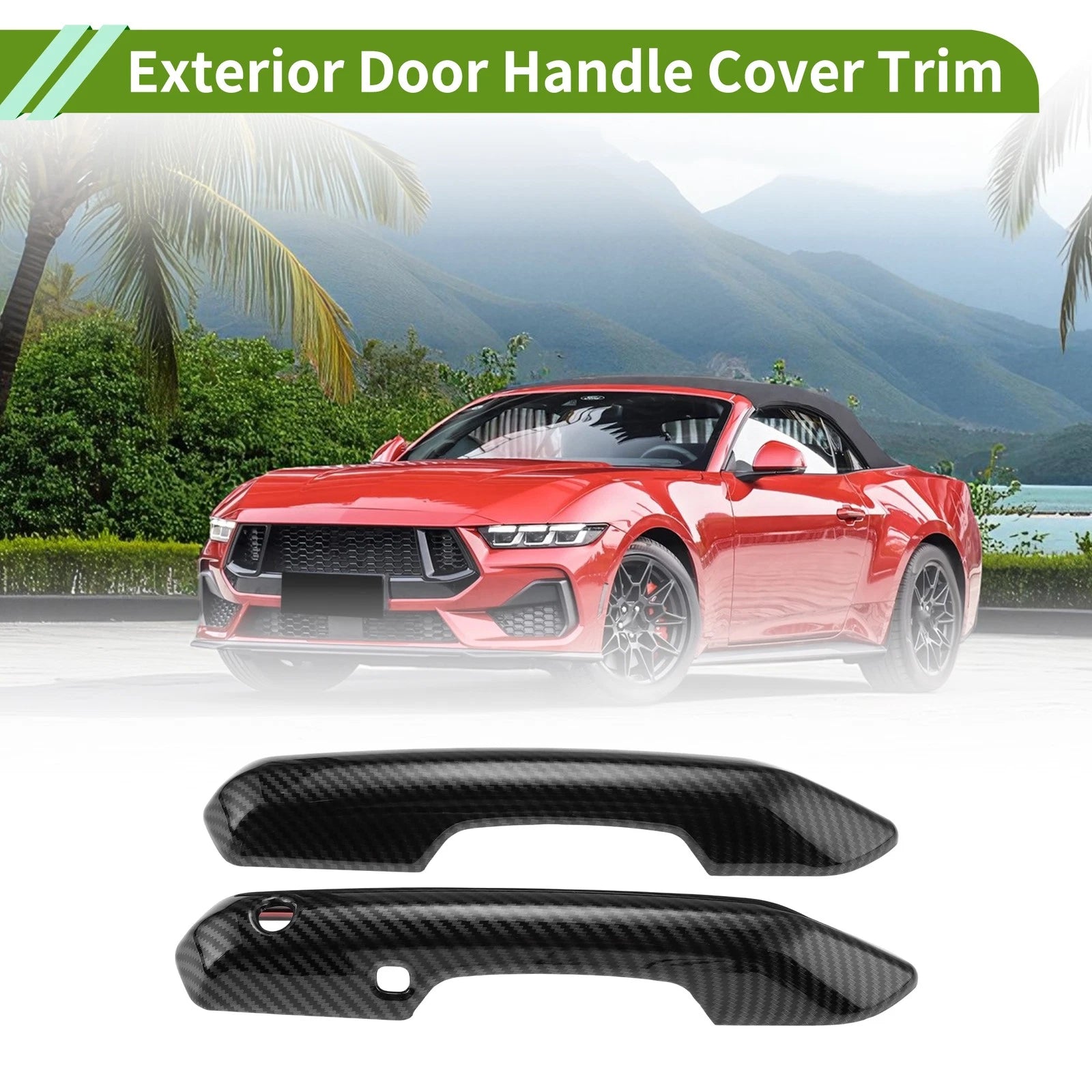 Set of 1 Exterior Door Handle Cover Trim for Ford Mustang (Carbon Fiber)